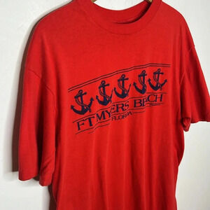 Vintage 90s Single Stitch Ft Myers Beach Florida Graphic Hanes Spell Out T Shirt